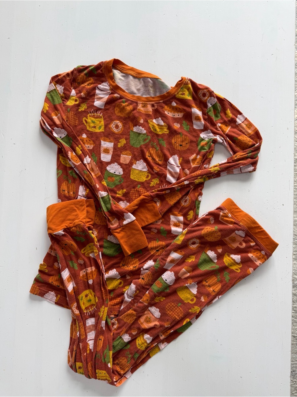 Little Sleepies Pumpkin Spice print pajamas in kids size 12/14